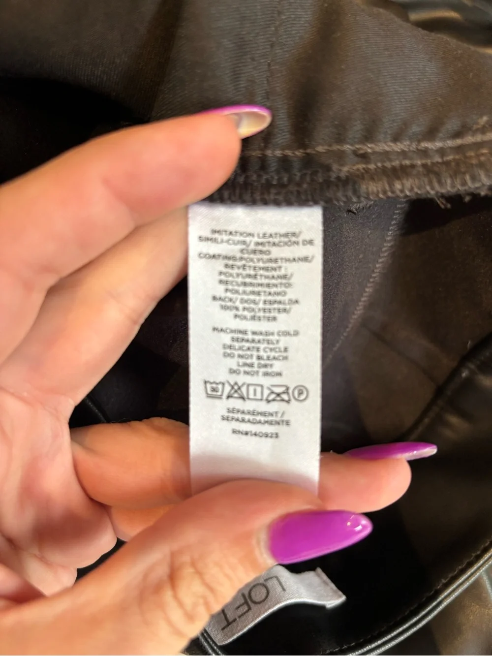 LOFT Curvy Black Faux Leather Straight-Leg Pants